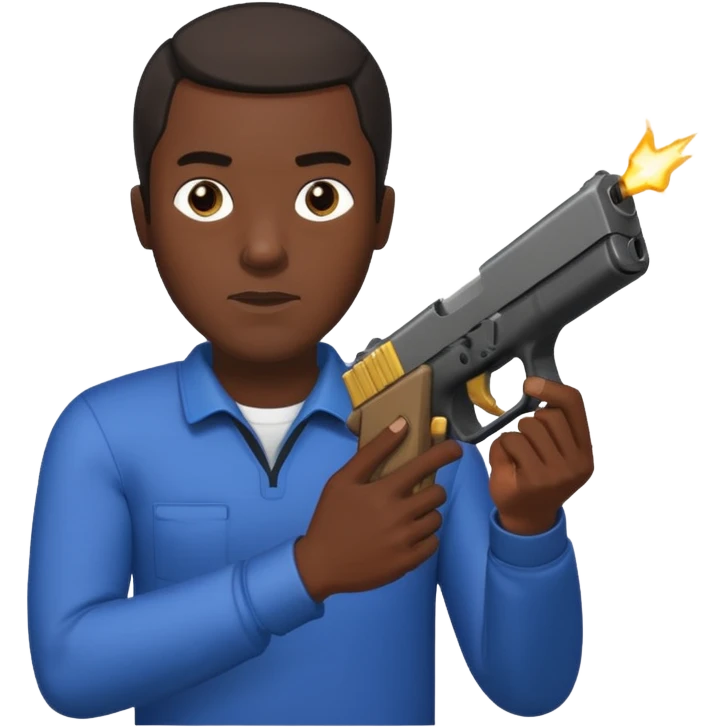 black man showing a Glock with a switch and extended magazine emoji