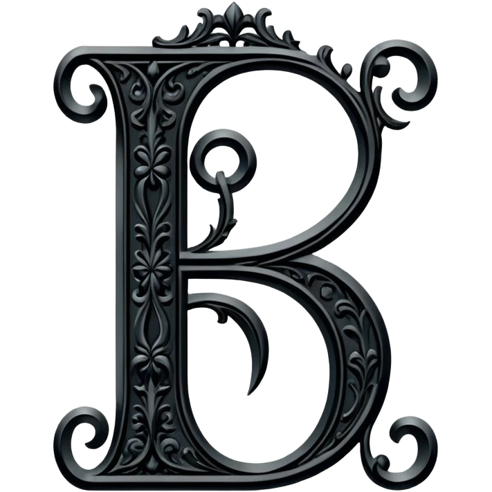 Black gothic Victorian , letter “F” eff F f F f of the alphabet emoji