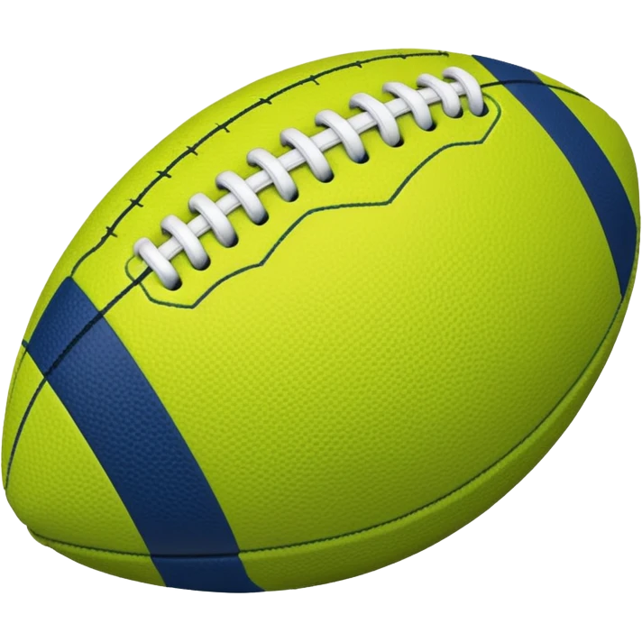 lime green colored american football with navy-blue stitching and gray stripes emoji