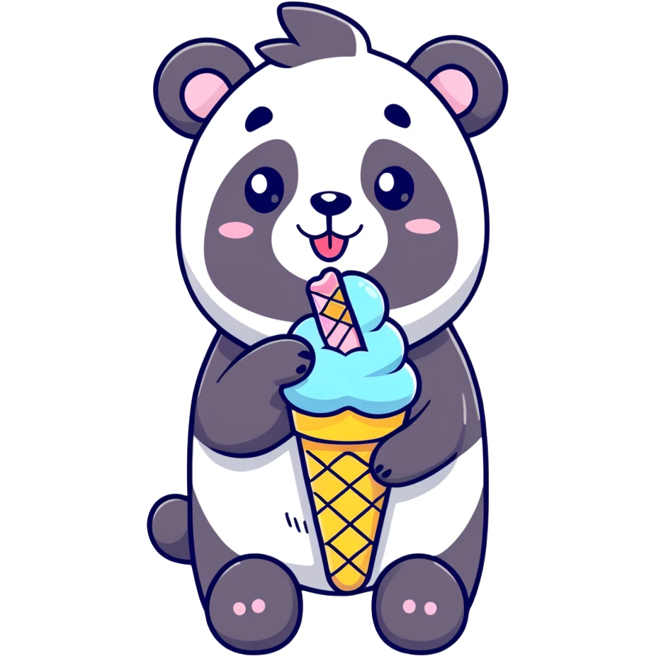 Panda eating ice cream emoji