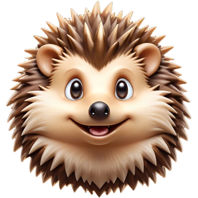 Cinematic Comical Hedgehog Portrait Emoji, Head tilted dramatically with an exaggeratedly amused expression, featuring a striking spiky brown Fur with a quirky, scrunched-up face and wide, expressive eyes filled with playful disbelief, Simplified yet hilariously expressive features, highly detailed, glowing with a slightly sassy glow, high shine, dramatic yet playful, stylized with an air of cheeky mischief, bright and endearing, soft glowing outline, capturing the essence of a spirited and over-the-top hedgehog, so meme-worthy it feels like it could roll its spines into internet fame instantly! emoji