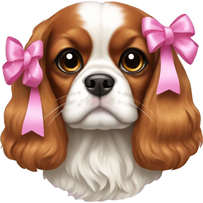 King Charles spaniel with a pink bow  emoji