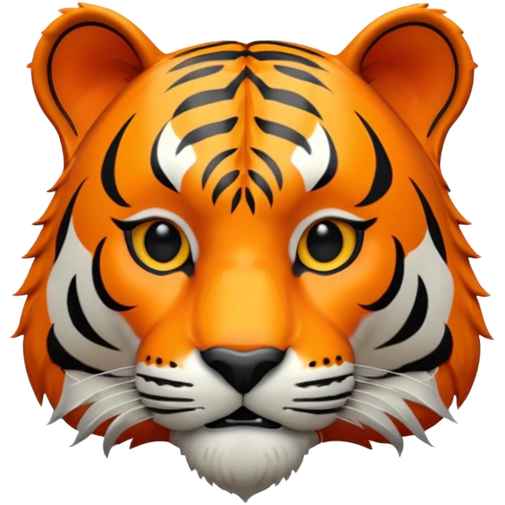 Create a highly polished, 3D game UI–style illustration of a  TIGER HEAD emoji
