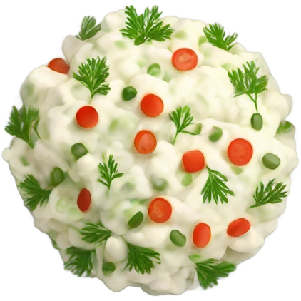 russian salad olivier, dill on top of a dish emoji