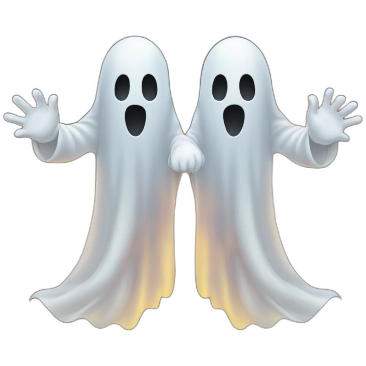 ghosts holding hands on fire flying through city emoji