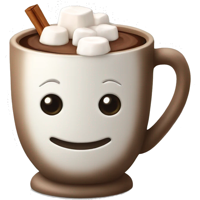 A cup of hot cocoa with marshmallow  emoji