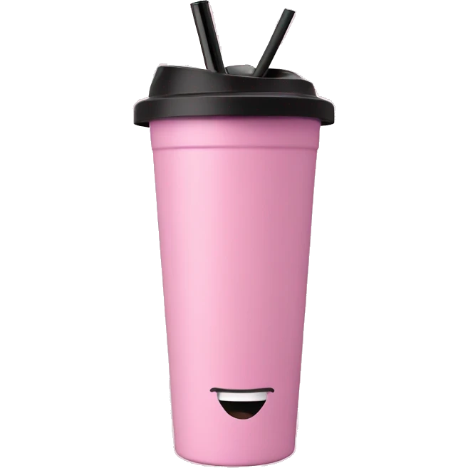 A pink Stanley tumbler with straw emoji