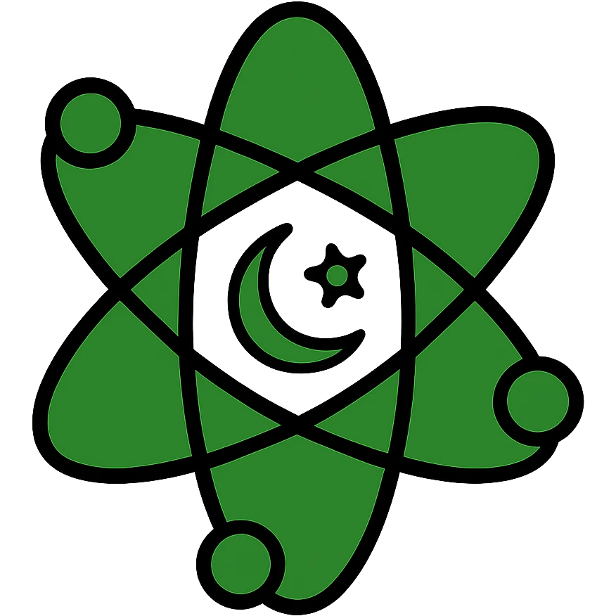 Colored icon of atom with Pakistan flag green and white colors emoji