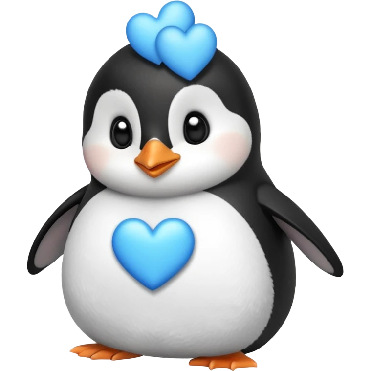 loving cute penguin whit blue hearts around him emoji