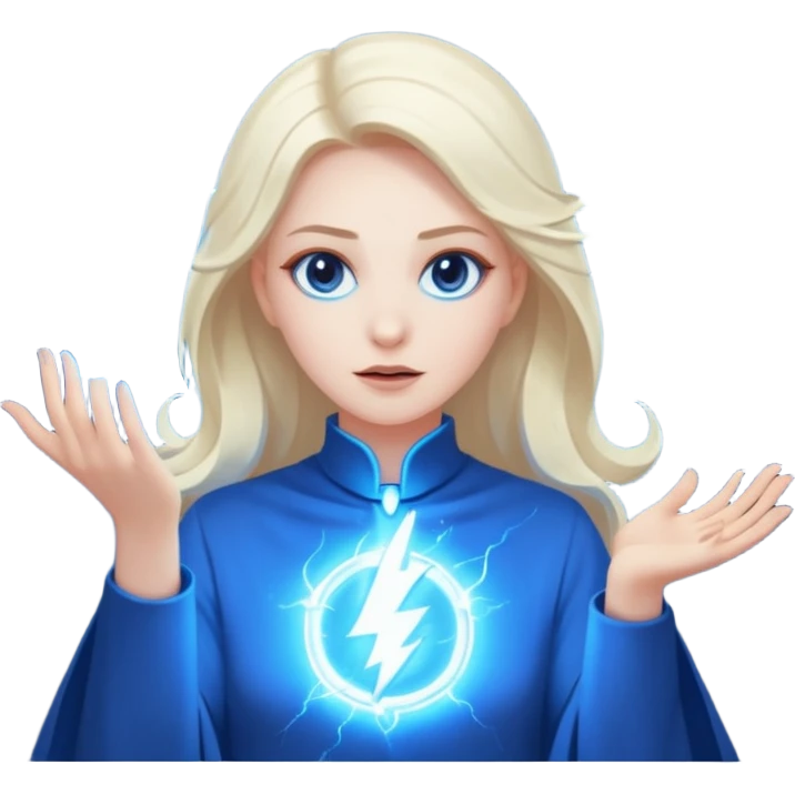woman summoning electric emoji