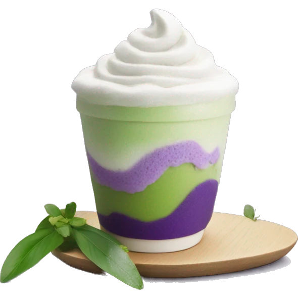 matcha latte with ube cold foam on top emoji