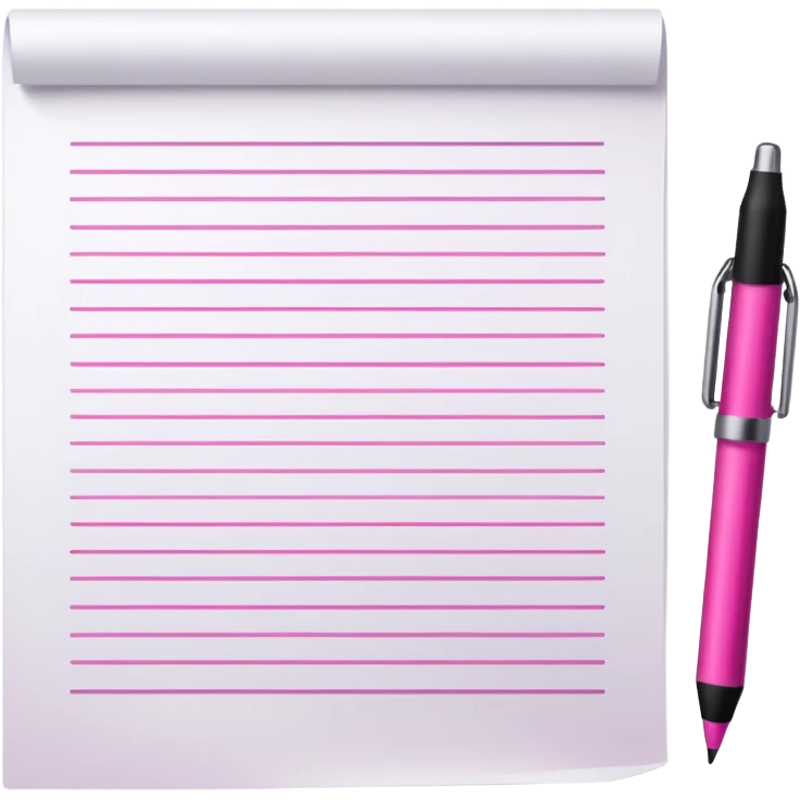 crée moi une feuille blanche genre une liste avex des traie noir avec un stylo de couleur dégradé rose foncé emoji
