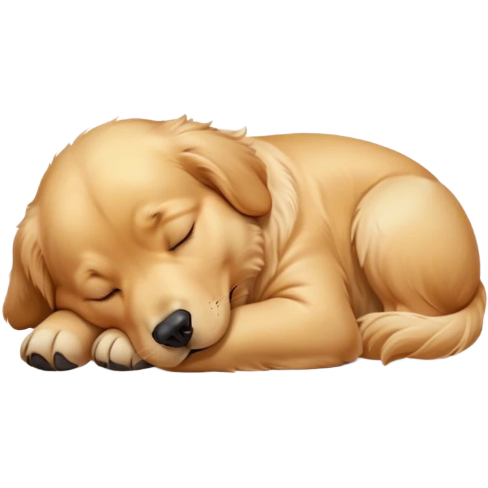 Cinematic Meme-Worthy Chubby Sleeping Golden Retriever Portrait Emoji, Head resting peacefully with a contented smile, showcasing a delightfully chubby build and a luxuriously soft golden coat, eyes shut in a serene nap, Simplified yet hilariously adorable features, highly detailed, glowing with a soft, drowsy light, high shine, relaxed and utterly lovable, stylized with an air of playful laziness, bright and heartwarming, soft glowing outline, capturing the essence of a comically sleepy companion, so meme-worthy it feels like it could instantly become the next viral sensation of adorable slumber! emoji
