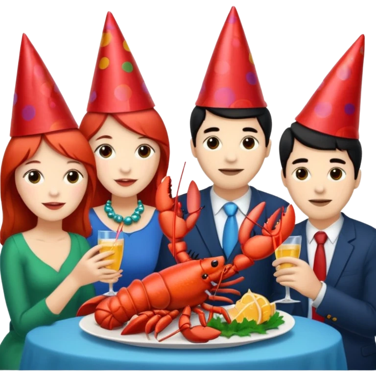 Too many people eating lobster at a family party emoji