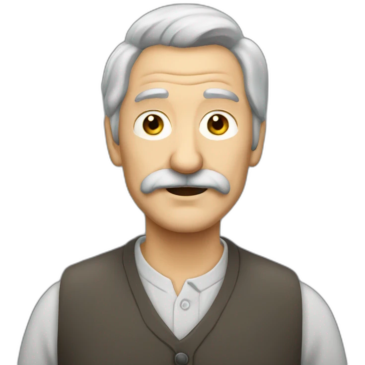 old russian man with moustache grey hair emoji