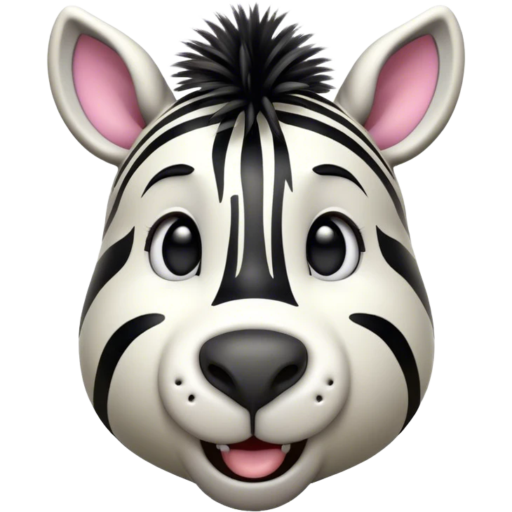 Cinematic Comical Zebra Portrait Emoji, Head tilted dramatically with an exaggeratedly amused expression, featuring a striking, glossy striped Fur with bold contrasts and wide, expressive eyes filled with playful disbelief, Simplified yet hilariously expressive features, highly detailed, glowing with a slightly sassy glow, high shine, dramatic yet playful, stylized with an air of cheeky savannah mischief, bright and endearing, soft glowing outline, capturing the essence of a spirited and over-the-top zebra, so meme-worthy it feels like it could prance its way into internet fame instantly! emoji