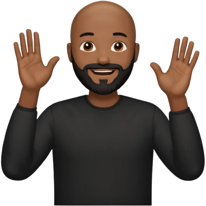 bald man with a black beard, dressed in a black shirt, clapping hands emoji