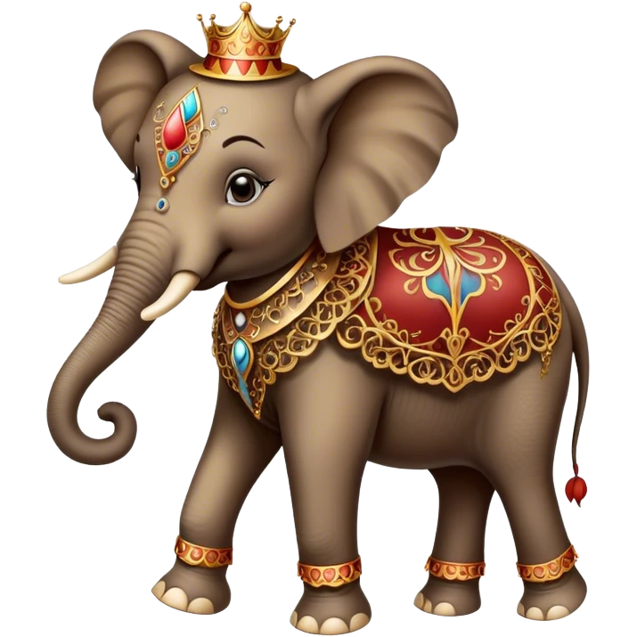 Vintage circus elephant wearing filigree emoji