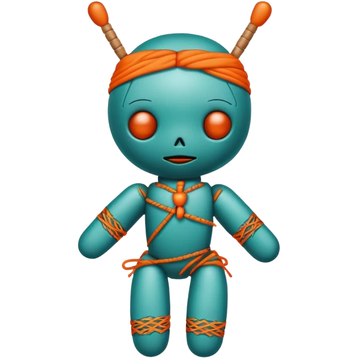 teal and orange voodoo doll emoji