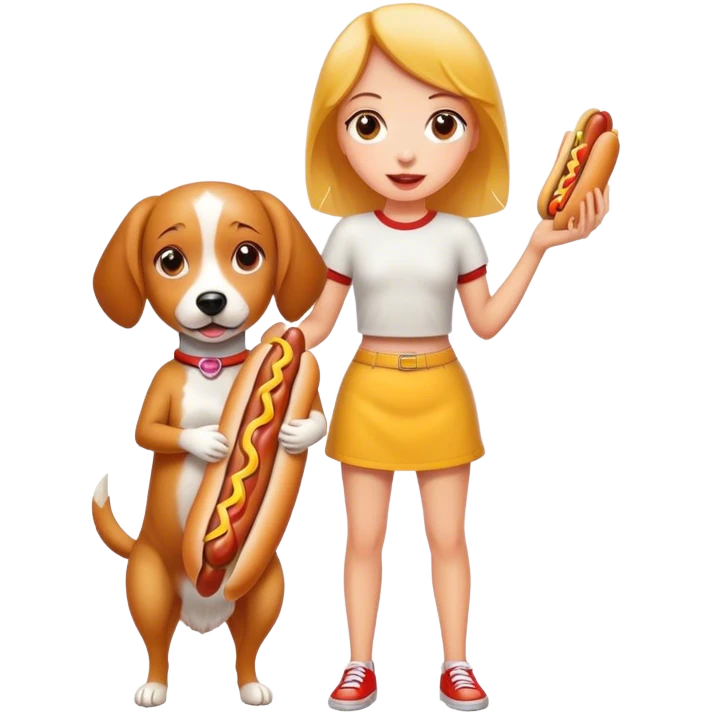 Hot dog girl and dog emoji