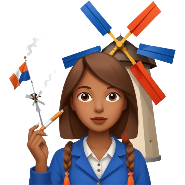 Windmill with a dutch flag and a girl smoking a blunt emoji
