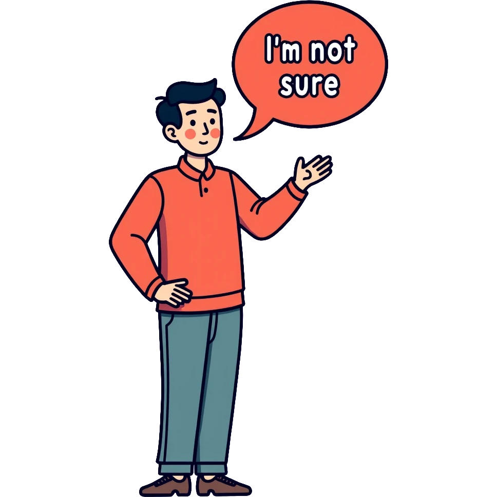Chinese man with a thought bubble saying "I'm not sure." emoji