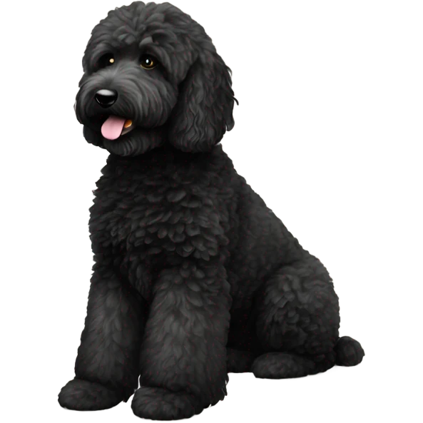 Black goldendoodle with white chest emoji
