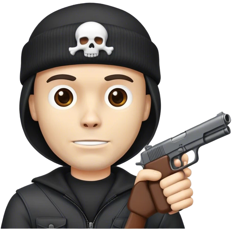 man with skull cap and gun in hand emoji