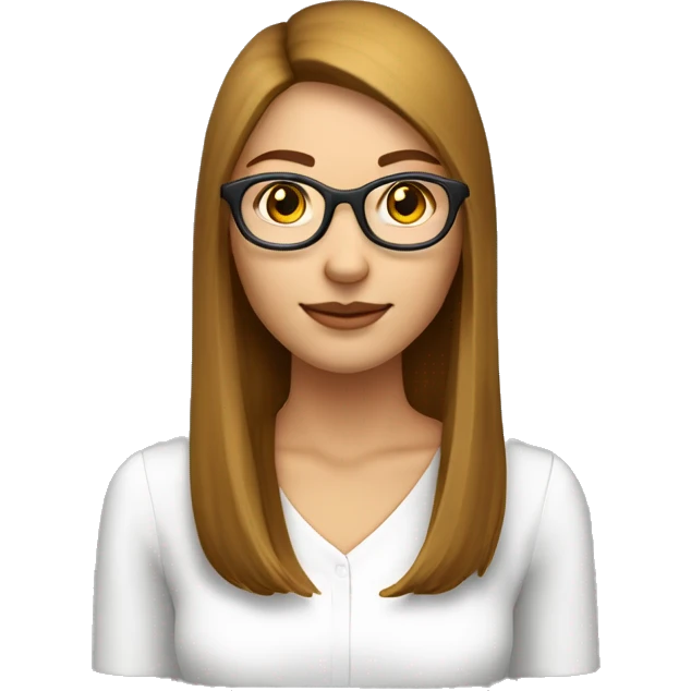 Femme jeune cheveux châtain lisse long lunette emoji