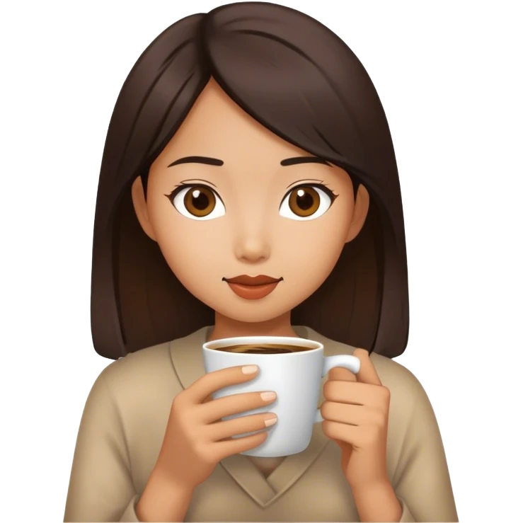 asian girl drinking coffee emoji