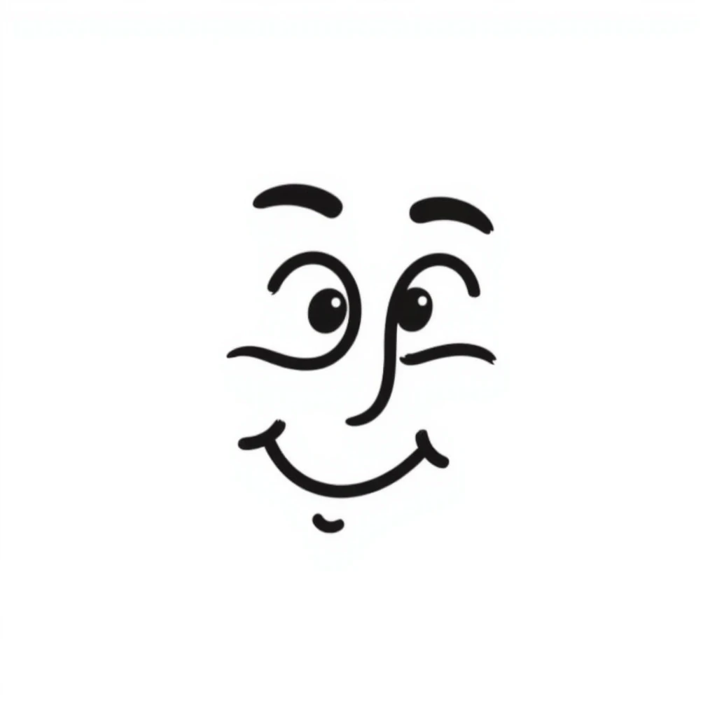 hand-drawn doodle of a squinting face with simple lines emoji