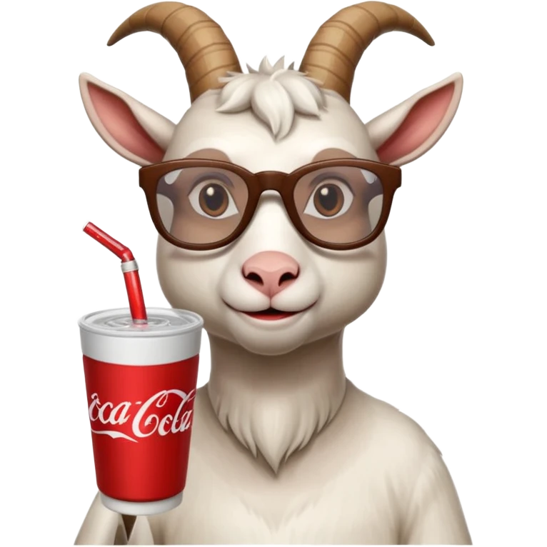 Goat woth glasses drinking lean from a white double cup with a coca-cola logo emoji
