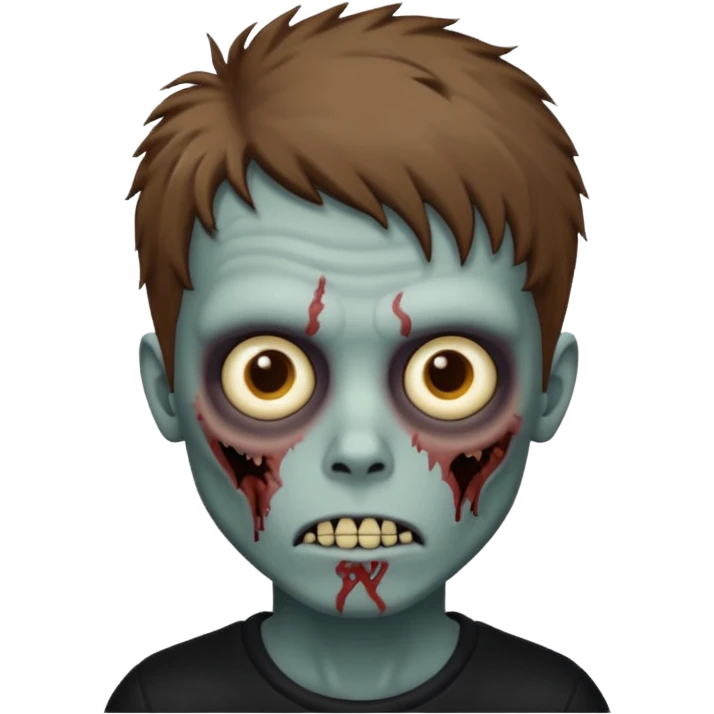 Zombie boy have a shaggy head brown style ios emoji emoji