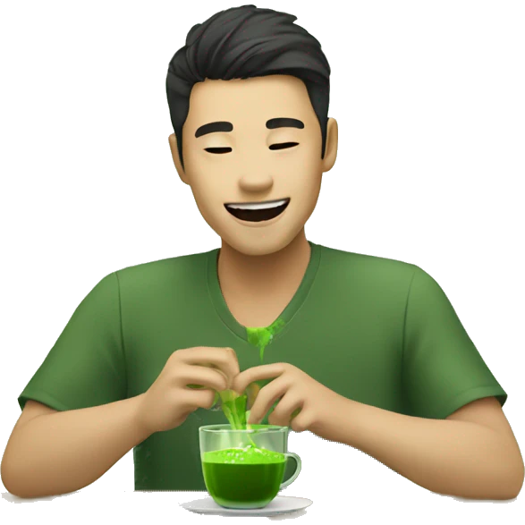 asian guy drinking matcha emoji