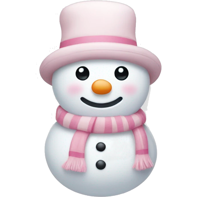 Cute white and light pink snowman emoji