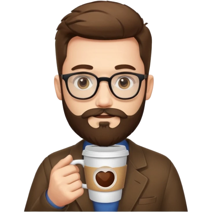 men with bearded with opticals  on holding coffee emoji