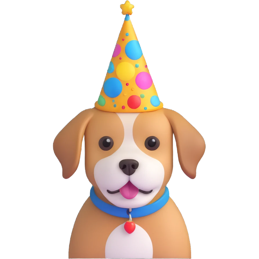 dog wearing a birthday hat emoji