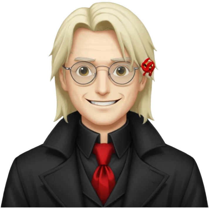 Alucard from Hellsing grinning with his signature glasses on emoji