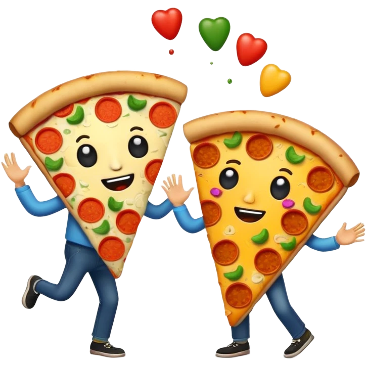 Pizza and taco dancing together emoji