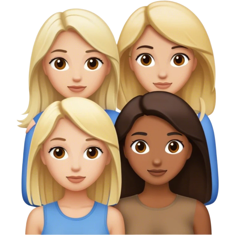 One blonde and three brunettes friends  emoji