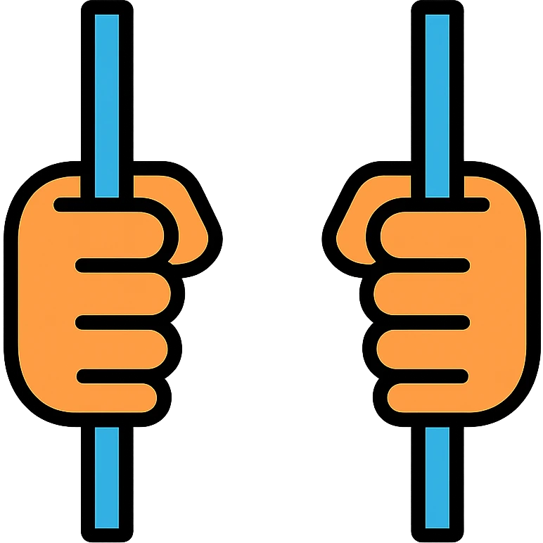 color outline icon of hands behind bars, simple emoji