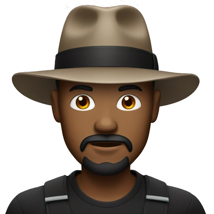 Red man with black fedora and black goatee emoji