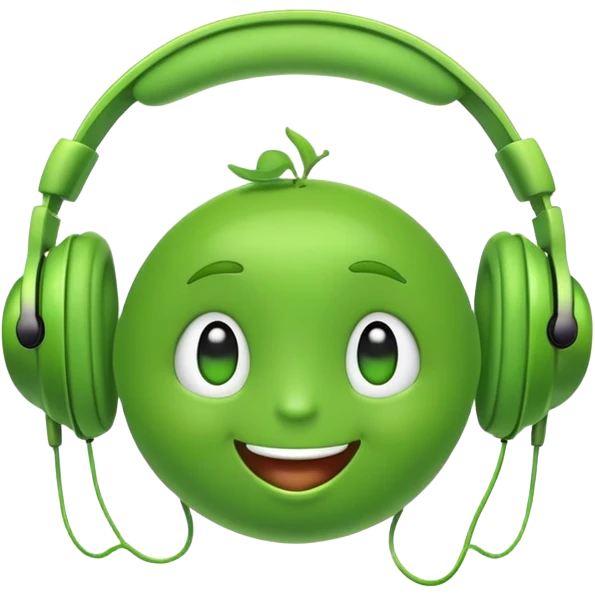 excited green pea with headphones emoji