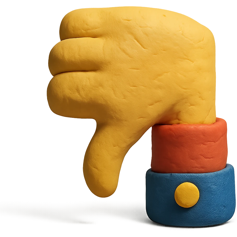3D thumbs down, soft matte plastic, no text emoji