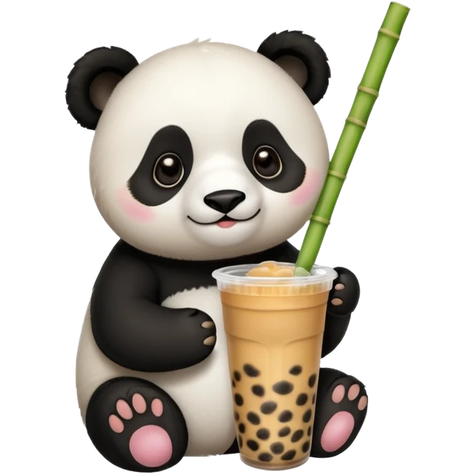 panda drinking bubble tea emoji