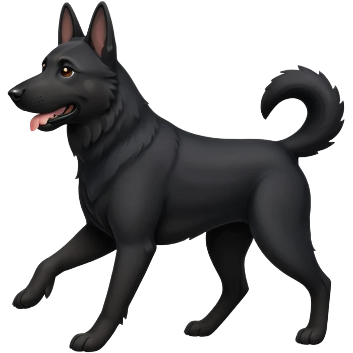 mostly black german shepherd running emoji