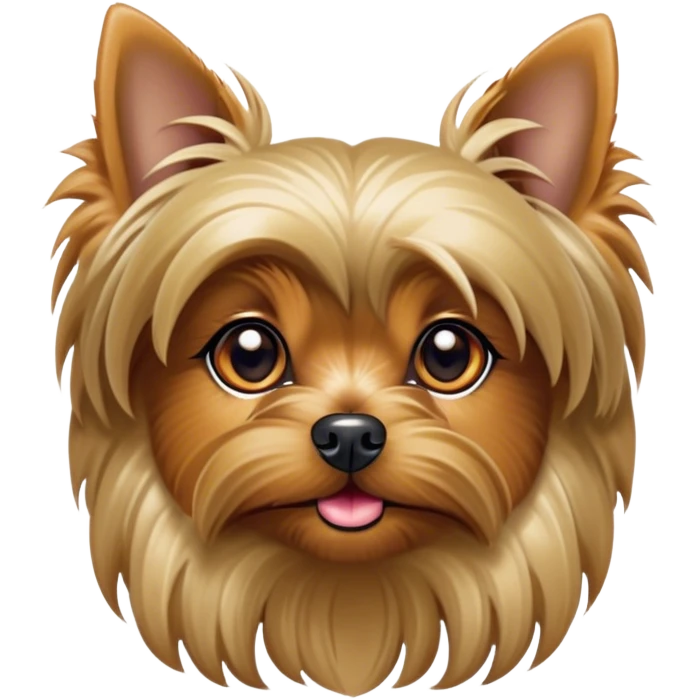 Cinematic Noble Yorkshire Terrier Portrait Emoji, Exuding refined charm and dignified poise, with a lustrous, silky fur in rich, deep hues, alert eyes and a confident expression, simplified yet exquisitely detailed, glowing with a soft, aristocratic radiance, high shine, embodying intelligent grace and classic elegance, soft glowing outline, capturing the essence of a regal Yorkshire Terrier ready to rule the screen with effortless sophistication! emoji