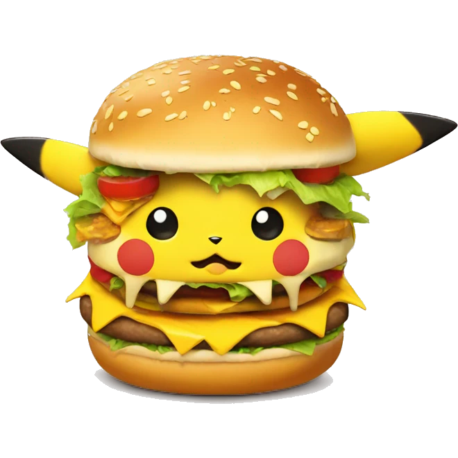 ANGRY Pikachu with cheeseburger emoji