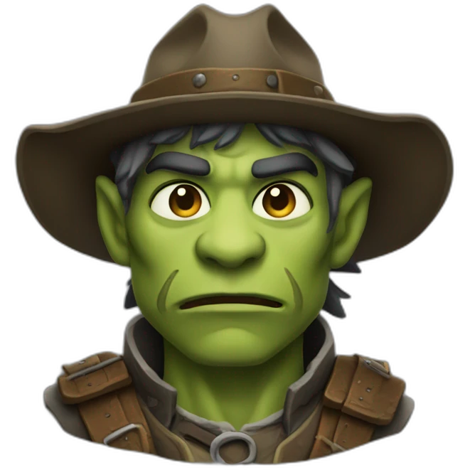 Brave Orc ranger wearing fedora  emoji