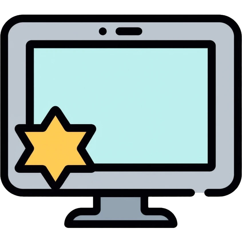 CRT monitor with a 4-pointed star in the corner emoji